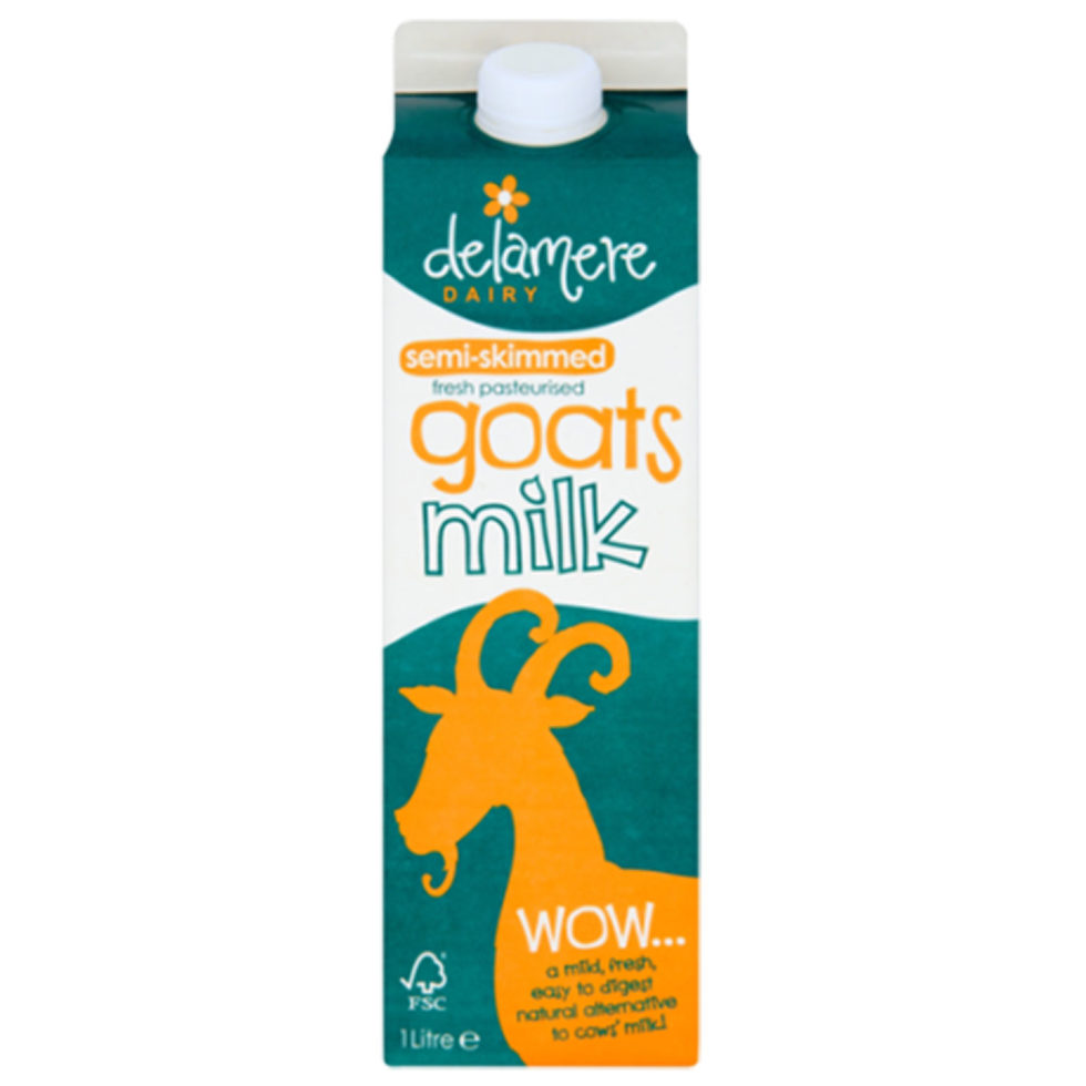 Delamere Semi Skimmed Goat’s Milk (1L) Organic to your Door