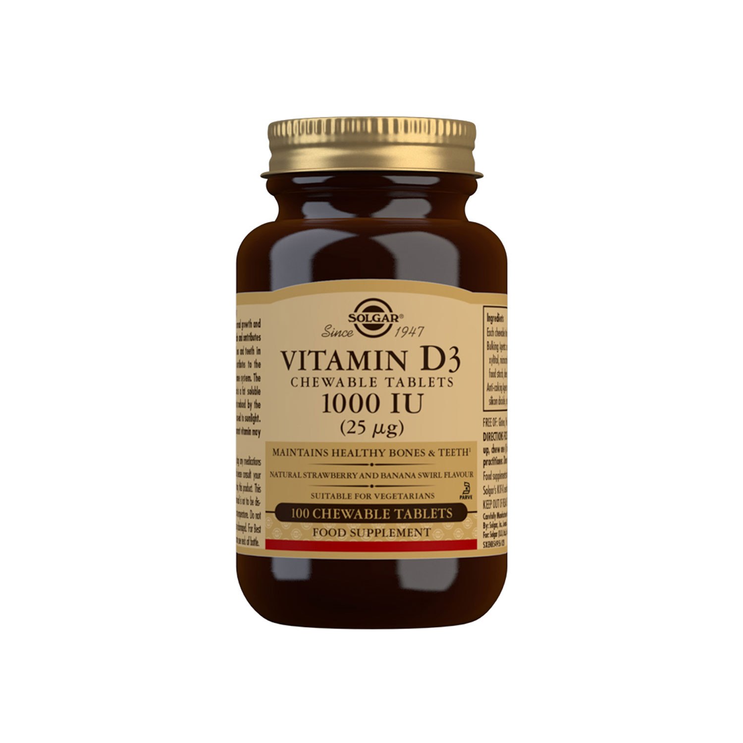 Solgar Vitamin D3 Chewable 1000IU (100s) Organic to your Door