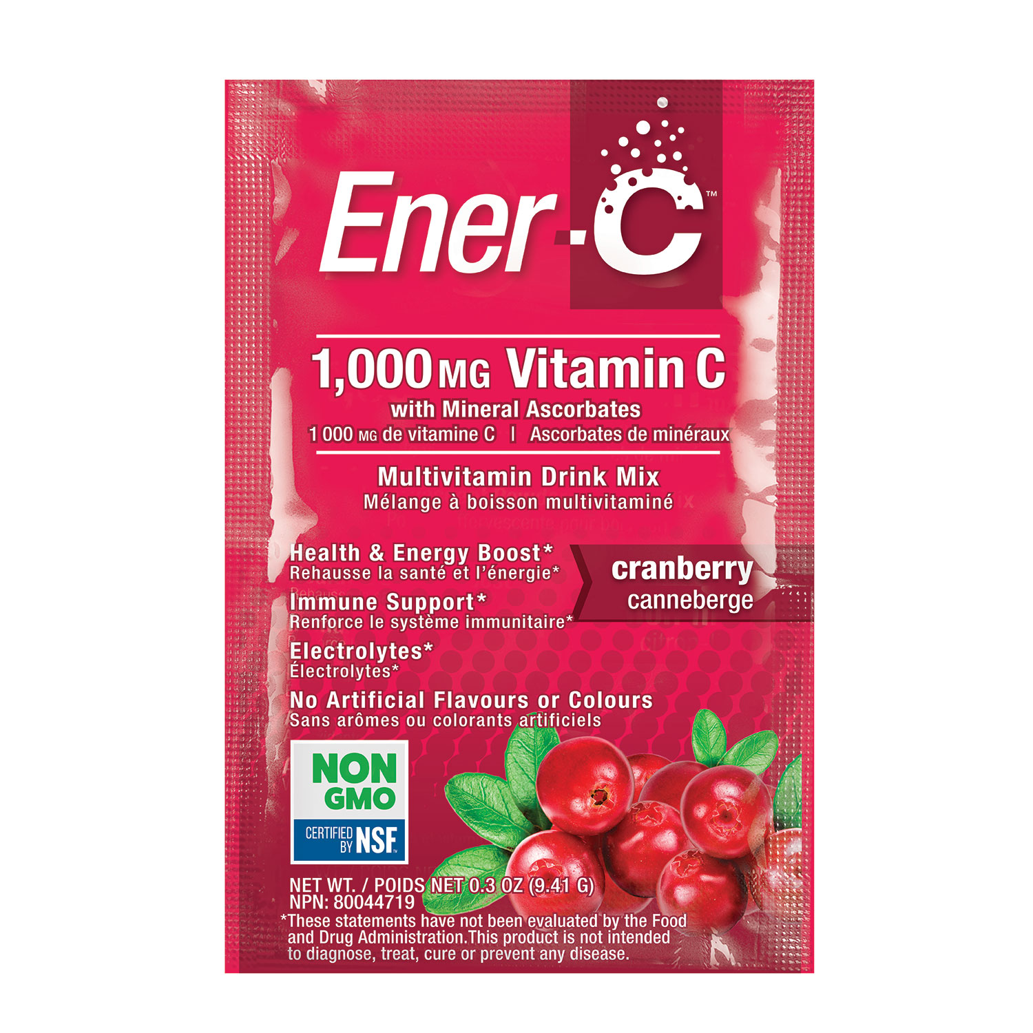 EnerC Cranberry Vitamin C Powder (9.41g) Organic to your Door