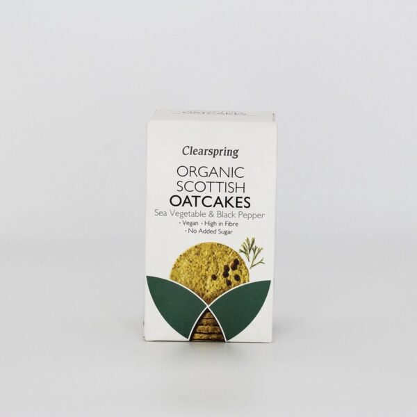 Clearspring Org Oatcakes – Sea Vegetable & Black Pepper (200g) - Organic to your door