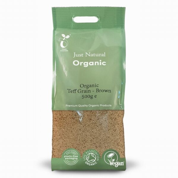 Just Natural Organic Brown Teff Grain (500g) - Organic to your door