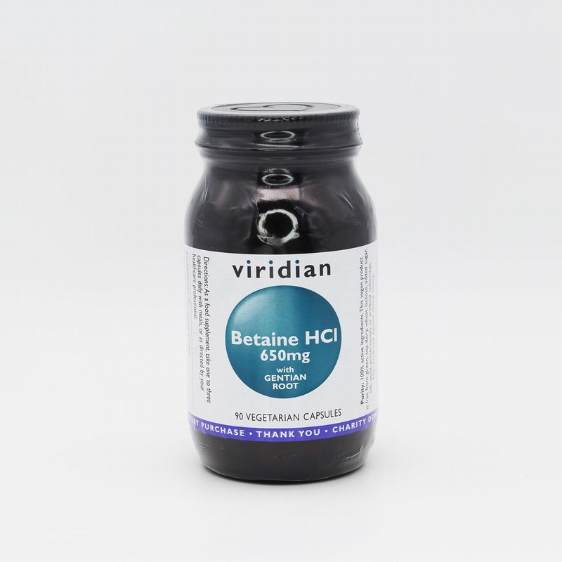 Viridian Betaine HCl with Gentian Root 650mg (90s) - Organic to your door