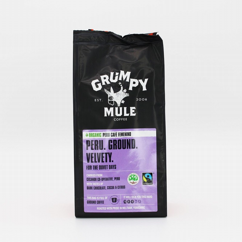 Grumpy Mule Organic Fairtrade Peruvian Ground Coffee (227g) - Organic to your door