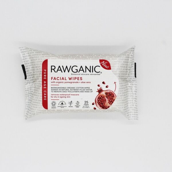 Rawganic Organic Biodegradable Hydrating Facial Wipes (25s)