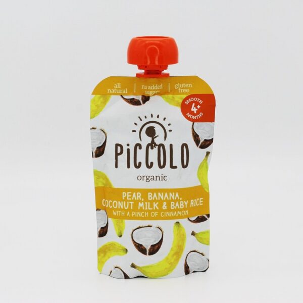 Piccolo Organic Pear  Banana  Coconut Milk & Baby Rice (100g) - Organic to your door