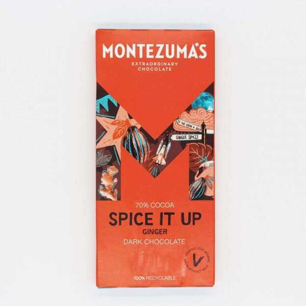 Montezuma Dark Chocolate –  Spice It Up Fiery Ginger (90g) - Organic to your door