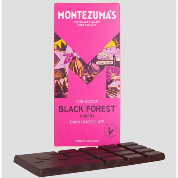 Montezuma Dark Chocolate – Black Forest Cherry (90g) - Organic to your door