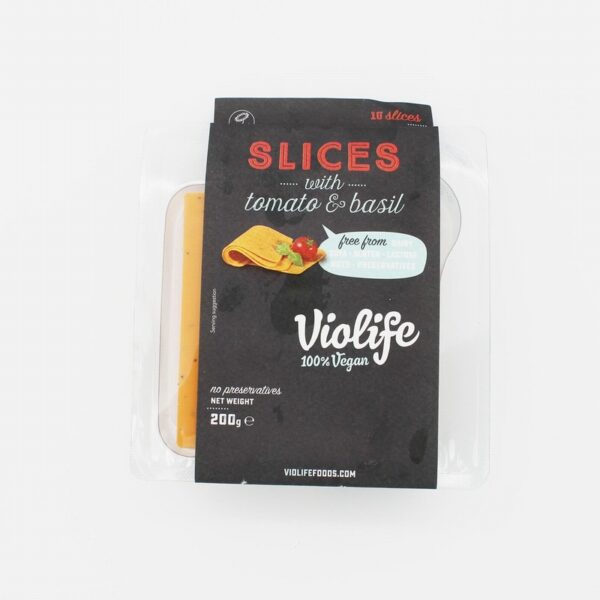 Violife Vegan Cheese Slices – Tomato & Basil (200g) - Organic to your door