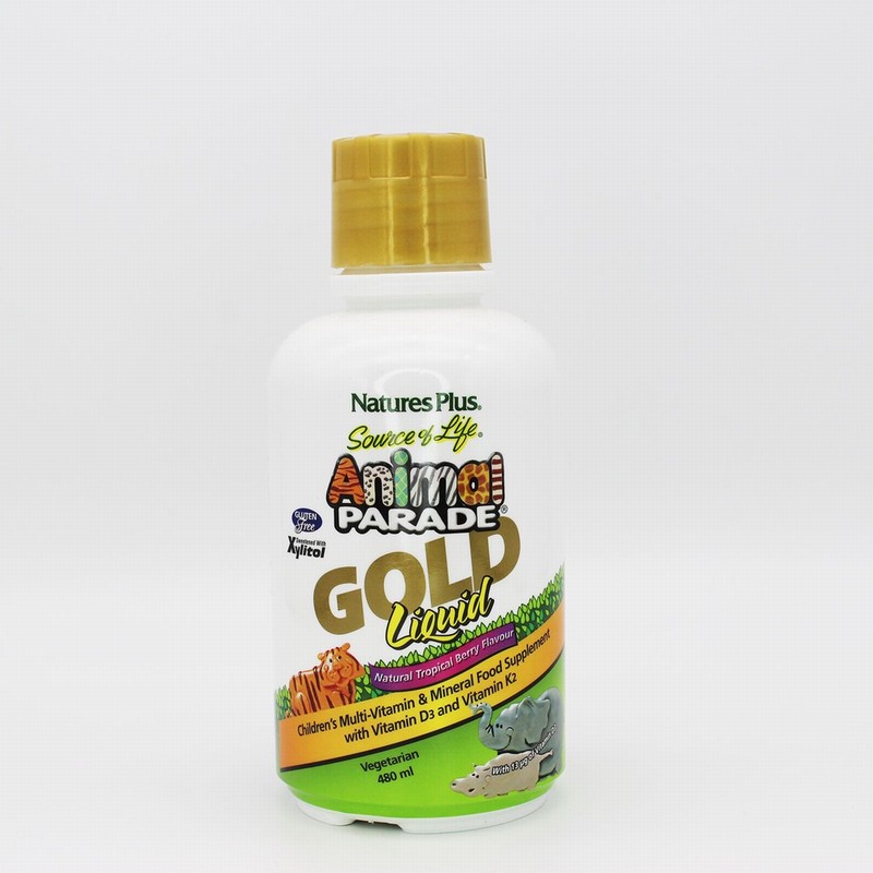 Natures Plus SOL Animal Parade Gold Multivit Liquid (480ml) - Organic to your door