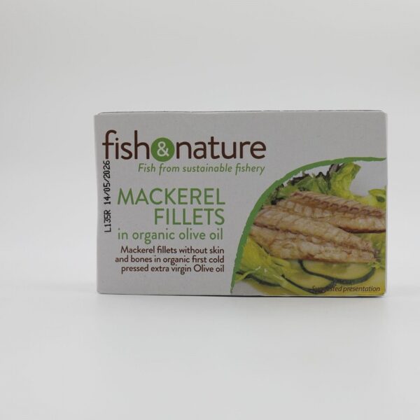 Fish & Nature Mackerel Fillets in Organic Olive Oil (115g) - Organic to your door