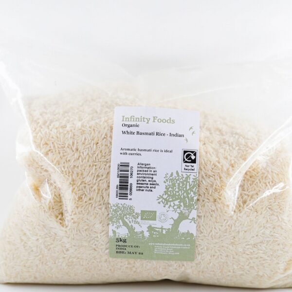 Infinity Organic White Basmati Rice (5kg) - Organic to your door