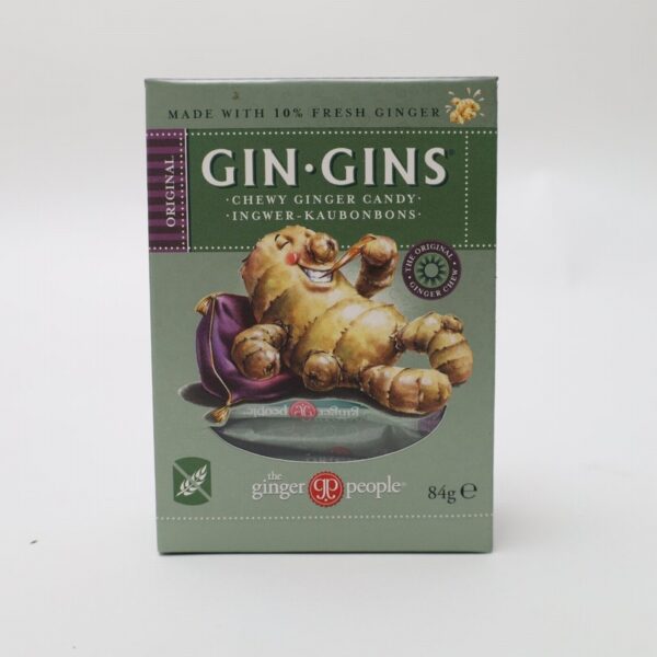 GinGins Original Chewy Ginger Candy Box (84g) - Organic to your door