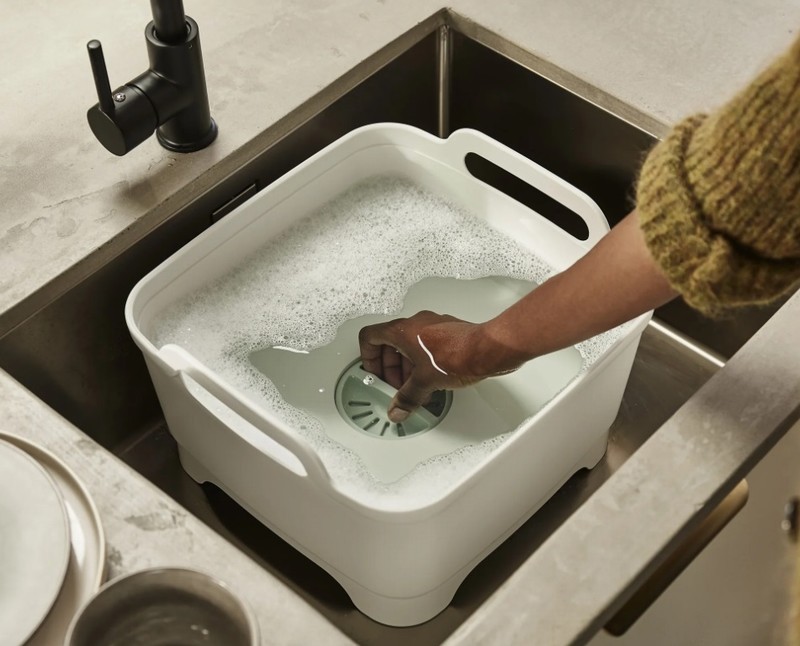 Joseph & Joseph Wash&Drain™ Washing-up Bowl – Stone/Sage - Organic to your door