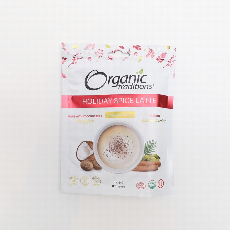 Organic Traditions Holiday Spice Latte (150g) - Organic to your door