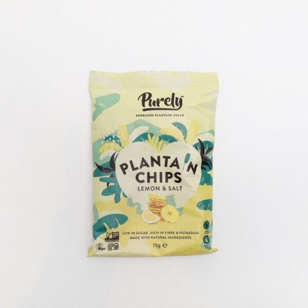 Purely Plantain Lemon & Salt Chips (75g) - Organic to your door