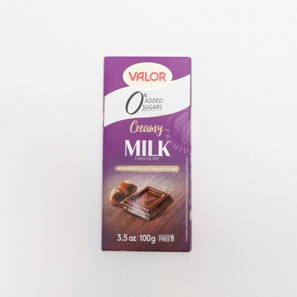 Valor Sugar Free Milk Chocolate – Hazelnut (100g) - Organic to your door