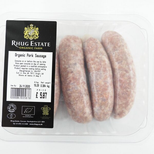 Rhug Estate Organic Traditional Pork Sausage - Organic to your door