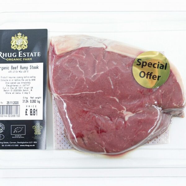 Rhug Estate Organic Beef Rump Steak - Organic to your door