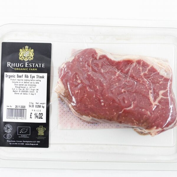 Rhug Estate Organic Beef Rib Eye Steak - Organic to your door