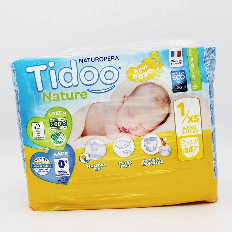Tidoo Nappies – Size 1 / 2-5kg (26s) - Organic to your door