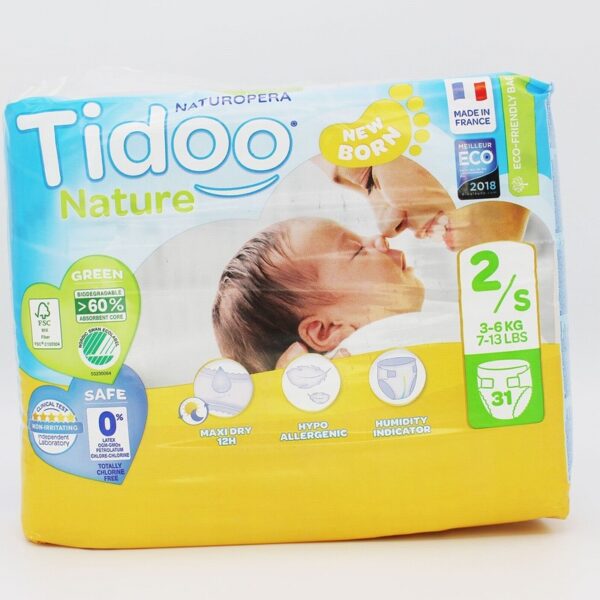 Tidoo Nappies Size 2 / 3-6kg (26s) - Organic to your door