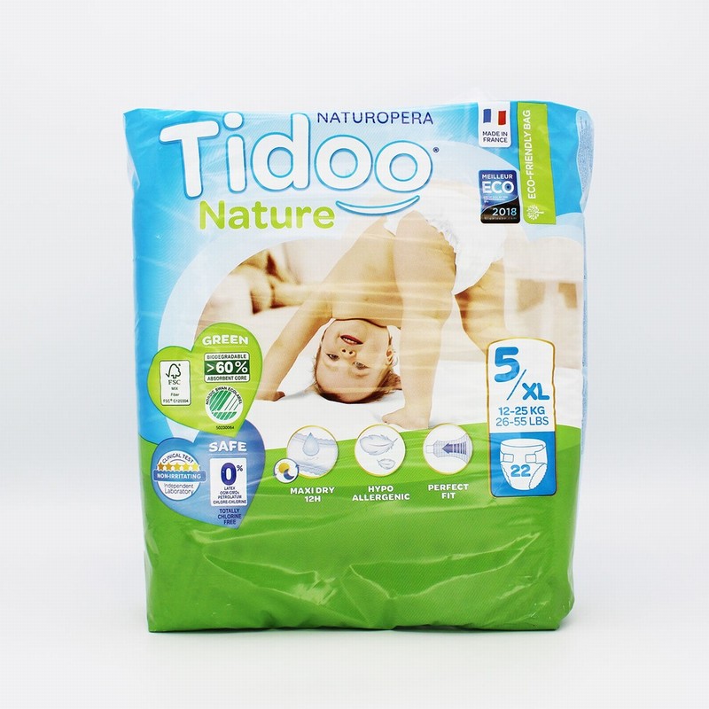 Tidoo Nappies Size 5 XL 12-25kg (22s) - Organic to your door